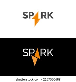 Spark letter logo design illustration with black and white background. vector template 