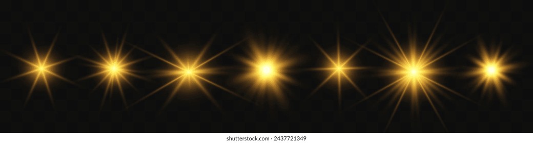 Chispa de luz. La estrella parpadea brillantemente. Conjunto de efectos brillantes.
