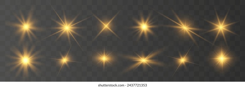 Chispa de luz. La estrella parpadea brillantemente. Conjunto de efectos brillantes.
