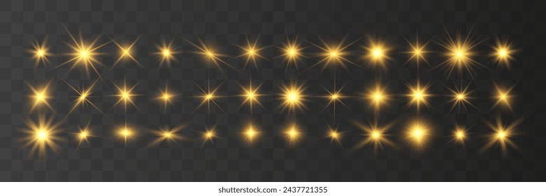 Chispa de luz. La estrella parpadea brillantemente. Conjunto de efectos brillantes.
