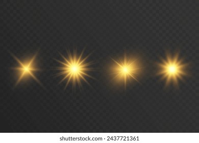 Chispa de luz. La estrella parpadea brillantemente. Conjunto de efectos brillantes.
