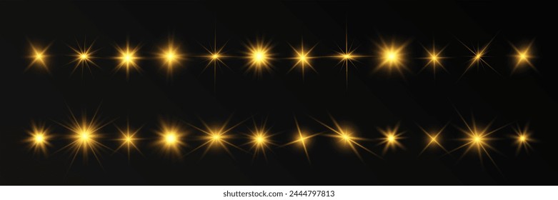 Chispa de luz. La estrella parpadea brillantemente. Conjunto de efectos brillantes.	