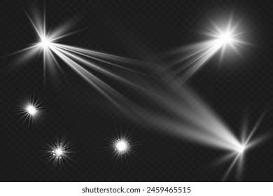 Chispa de luz. La estrella parpadea brillantemente. Conjunto de efectos brillantes.