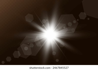 Chispa de luz. La estrella parpadea brillantemente. Conjunto de efectos brillantes.	