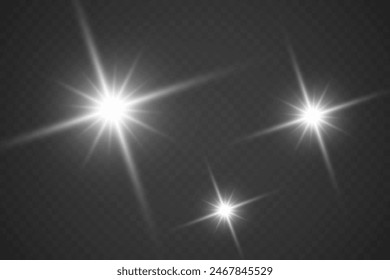 Chispa de luz. La estrella parpadea brillantemente. Conjunto de efectos brillantes.	