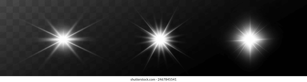 Chispa de luz. La estrella parpadea brillantemente. Conjunto de efectos brillantes.	