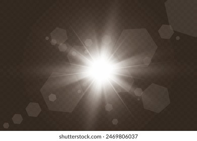 Chispa de luz. La estrella parpadea brillantemente. Conjunto de efectos brillantes.	