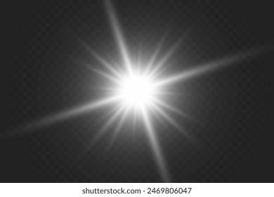 Chispa de luz. La estrella parpadea brillantemente. Conjunto de efectos brillantes.	