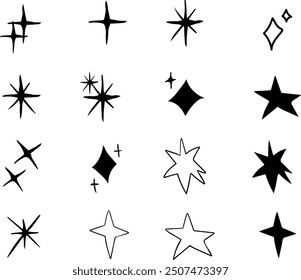 SPARK LIGHT star icons Collection hand draw 