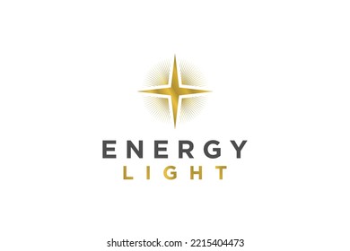 Símbolo del icono de brillo del logotipo de la estrella de la luz solar