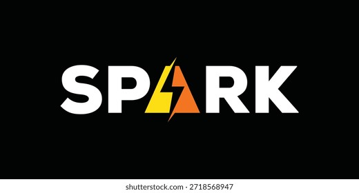 Design do logotipo da faísca, gráfico do logotipo da faísca da tipografia, modelo do ícone do vetor do logotipo da faísca da marca da palavra