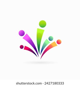 spark logo with people group shapes combination, sparkle people logo