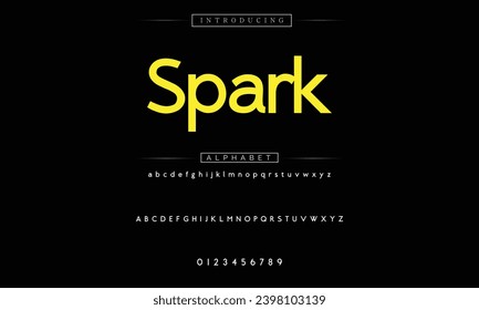 Spark Modern Bold Font. Sans Serif Font. Regular Italic Uppercase Lowercase Typography urban style alphabet fonts for fashion, sport, technology, digital, movie, logo design, vector