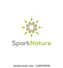 Spark nature leaf electric logo for modern technology business design simple minimalist 
