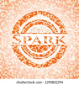 Spark orange mosaic emblem with background