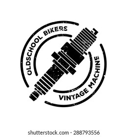Spark Plug Badge, Sticker, Emblem in Black and White