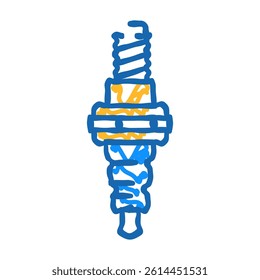 spark plug car mechanic doodle icon sketch vector. spark plug car mechanic sign. isolated symbol illustration