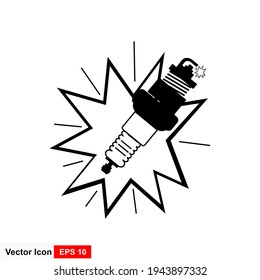 Spark plug flat icon. Car candle vector illustration isolated on white. Designed for web and app.