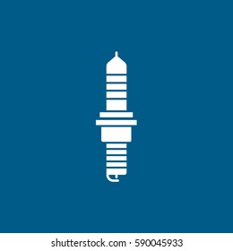 Spark Plug Flat Icon On Blue Background