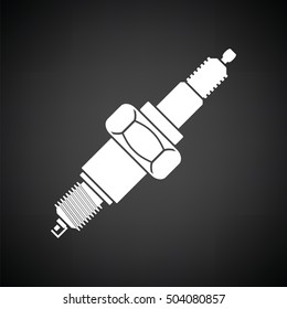 Spark plug icon. Black background with white. Vector illustration.