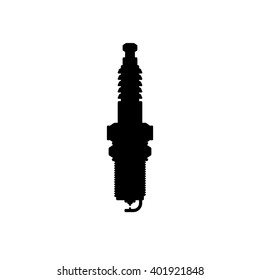Spark plug icon. Black, minimalist icon isolated on white background. Spark plug simple silhouette. Web site page and mobile app design vector element.