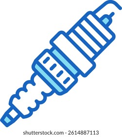 Spark Plug Icon Blue Vector Illustration