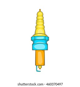 Spark plug icon in cartoon style on a white background