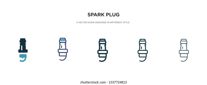 spark plug icon in different style vector illustration. two colored and black spark plug vector icons designed in filled, outline, line and stroke style can be used for web, mobile, ui