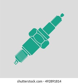 Spark plug icon. Gray background with green. Vector illustration.