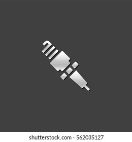 Spark plug icon in metallic grey color style.Motorcycle parts