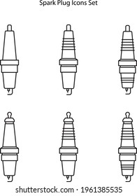 spark plug icon set  isolated on white background. spark plug icon thin line outline linear spark plug symbol for logo, web, app, UI. spark plug icon simple sign.
