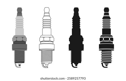 spark plug icon set vector illustration isolated on white background.