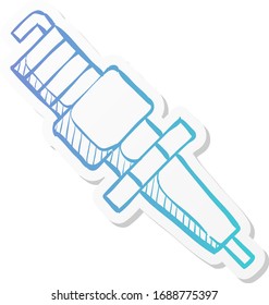 Spark plug icon in sticker color style. Motorcycle parts