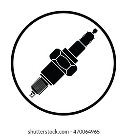 Spark plug icon. Thin circle design. Vector illustration.