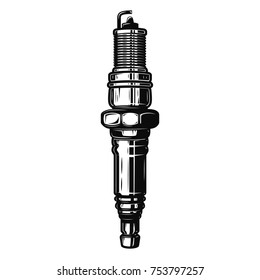 Spark plug illustration isolated on white background. Design element for logo, label, emblem, sign. Vector illustration