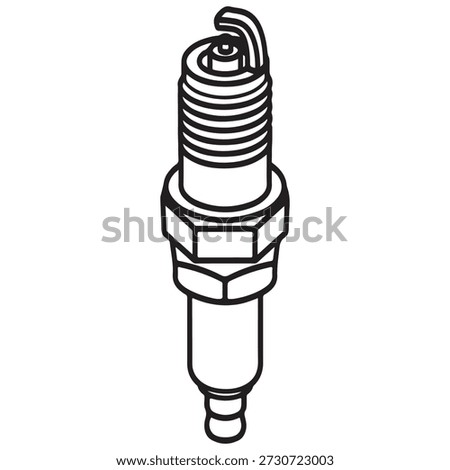 Spark Plug Line Art Icon: Automotive Engine Ignition System Vector