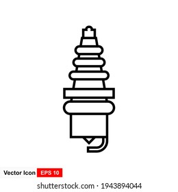 Línea de bujía y icono de glifo. Ilustración vectorial de chispa de coche aislada en blanco. Diseño de estilo de contorno de encendido.