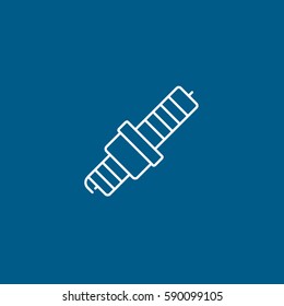 Spark Plug Line Icon On Blue Background