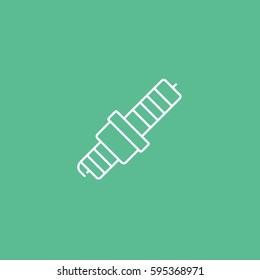 Spark Plug Line Icon On Green Background