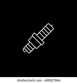 Spark Plug Line Icon On Black Background