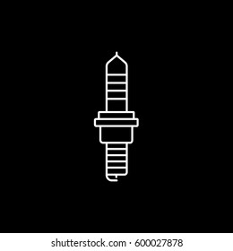 Spark Plug Line Icon On Black Background