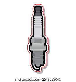 Bujía para la bujía de la motocicleta o de los recambios del coche, ilustración plana de la historieta