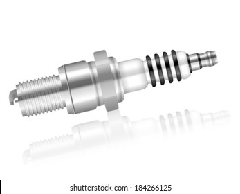 Spark plug on a white background.