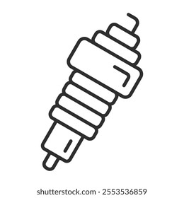 Spark plug outline icon, showing car service outline icon, minimalist vector illustration and transparent graphic element. Isolated on white background