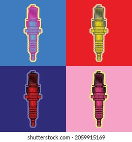 Spark Plug Pop Art Style Andy Warhol style Vector illustration