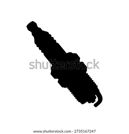 Spark plug silhouette vector, automotive engine ignition part icon, car repair