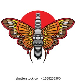 spark plug traditional tattoo, vector EPS 10