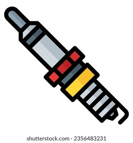 Spark plug. Vector filled line icon of a car or automobile, symbolizing a machine for driving. It is presented in a filled line style, suitable for mobile concepts and web design