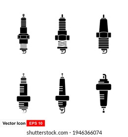 Spark Plug Vector Icon Set. Isolated illustration on white background for graphic and web design.