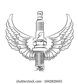 Spark Plug vector logo, plug spark tattoo, car spark